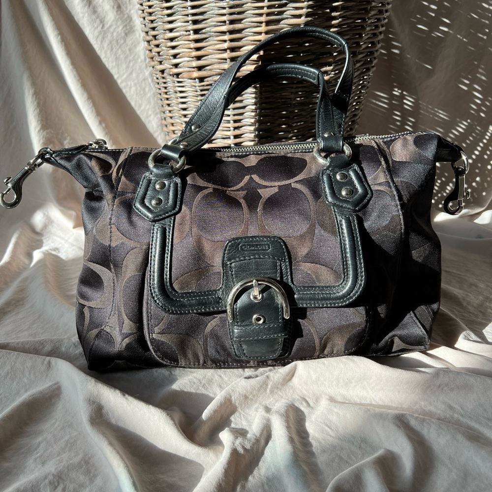 Authentic Vintage Coach Canvas Leather-signature Tote/Handbag